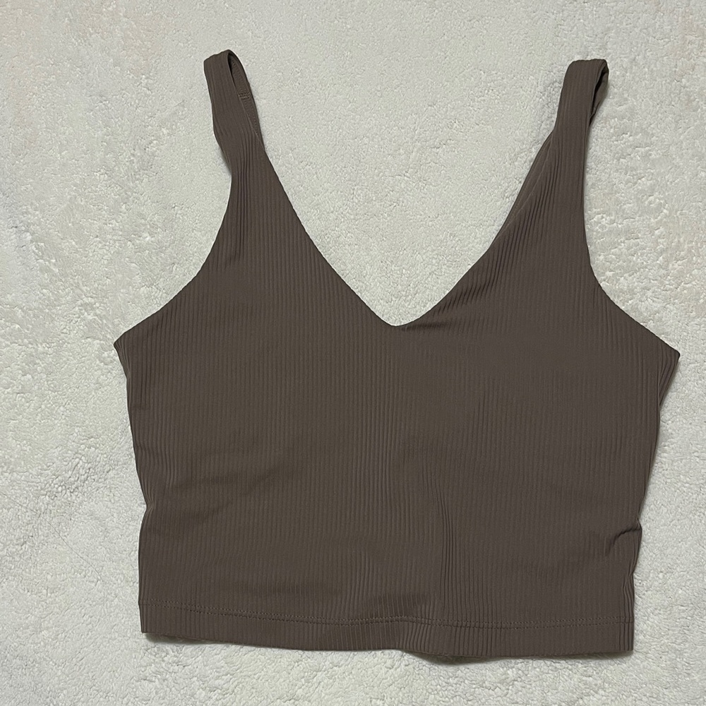 Athleta Taupe Ribbed Tank Top Workout Athleisure Excercize Pilates Yoga Size XS